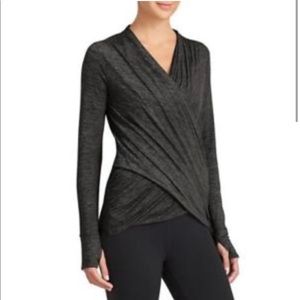 Athleta Dark Heather Gray Odyssey Wrap Top Size XS